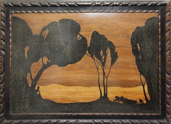 A Rowley Gallery marquetry panel, 20 x 30in. plus frame